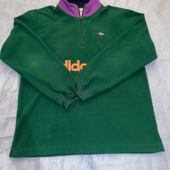 ADIDAS POLAR FLEECE 1/4 ZIP PULLOVER TREFOIL SPELLOUT LOGO - Picture 2 of 6